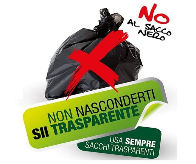 Disposizioni per la raccolta differenziata - divieto utilizzo di sacchi neri per il conferimento dei rifiuti. 