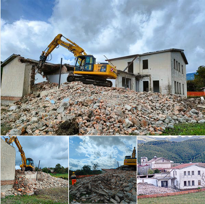 INIZIO LAVORI DI DEMOLIZIONE DELL'EX EDIFICIO SCOLASTICO DI VIA VITTORIO VENETO.